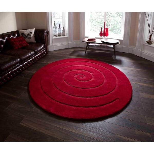 Spiral rubinvörös gyapjú szőnyeg, ⌀ 180 cm - Think Rugs-image-1