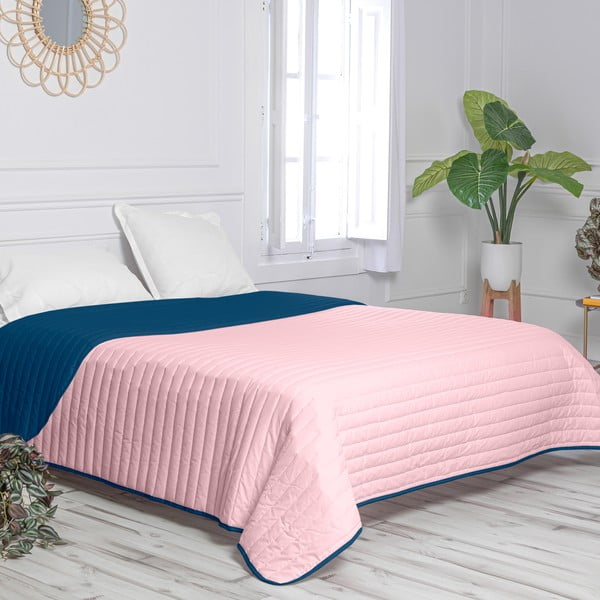 Kék-rózsaszín pamut steppelt ágytakaró 240x260 cm Dash – Happy Friday