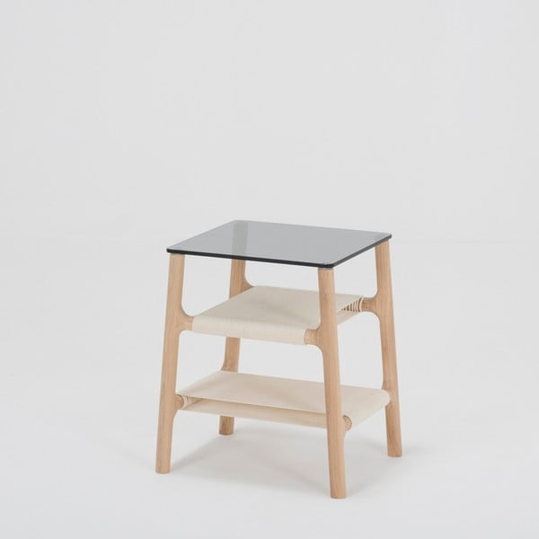 Fawn kisasztal tömör tölgyfa szerkezettel és szürke asztallappal - Gazzda-image-3