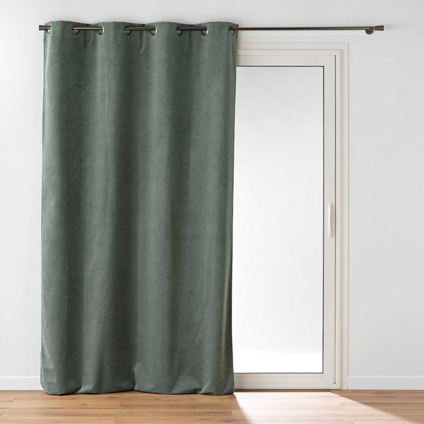 Khaki bársony függöny 140x260 cm Olympe – douceur d'intérieur