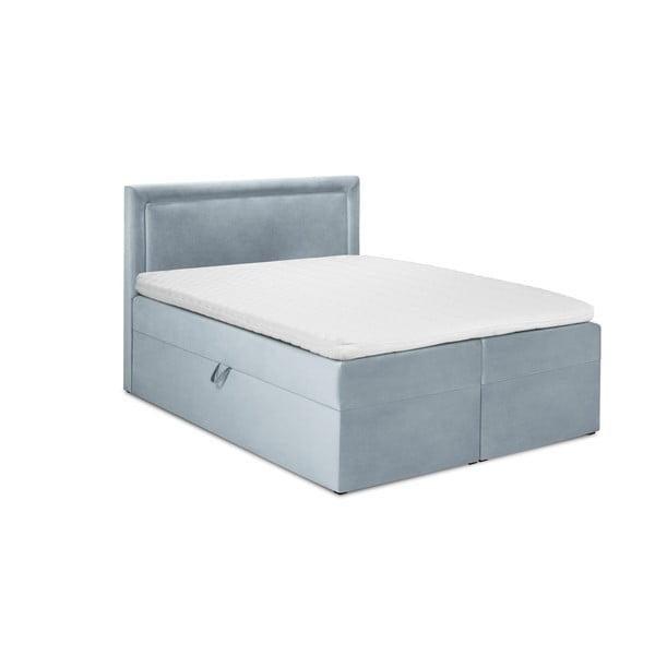 Világoskék boxspring ágy tárolóhellyel 180x200 cm Yucca – Mazzini Beds