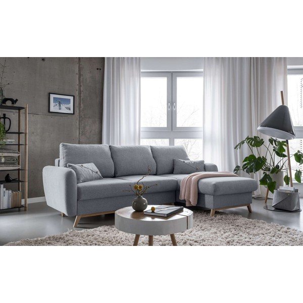 Scandic Lagom világosszürke kinyitható sarokkanapé, jobb oldali - Miuform-image-3