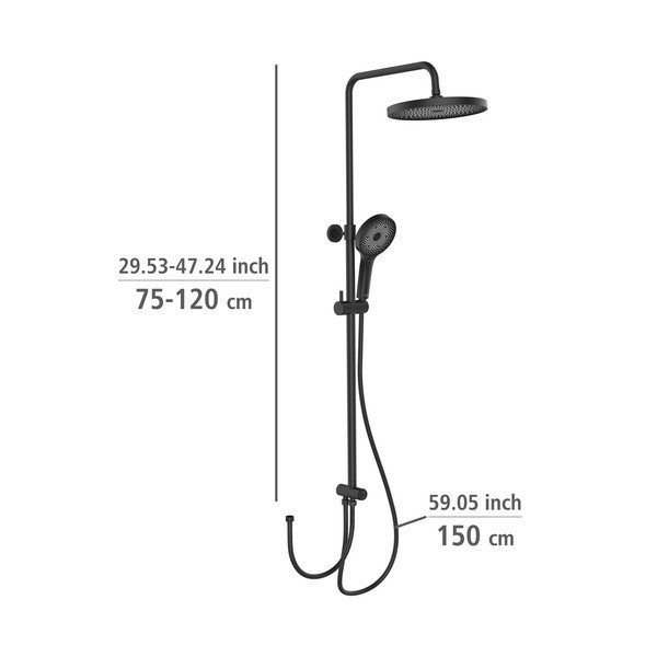 Fekete rozsdamentes acél zuhanyszett 120 cm Soft Water – Wenko-image-2