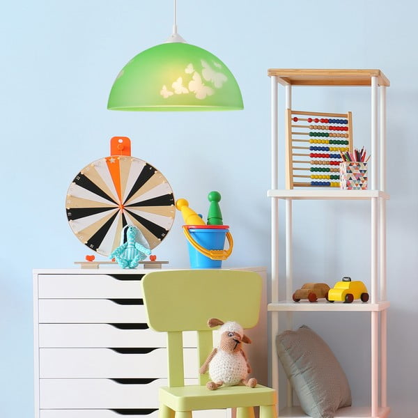 Zöld gyerek lámpa üveg búrával ø 30 cm Mariposa – LAMKUR-image-2