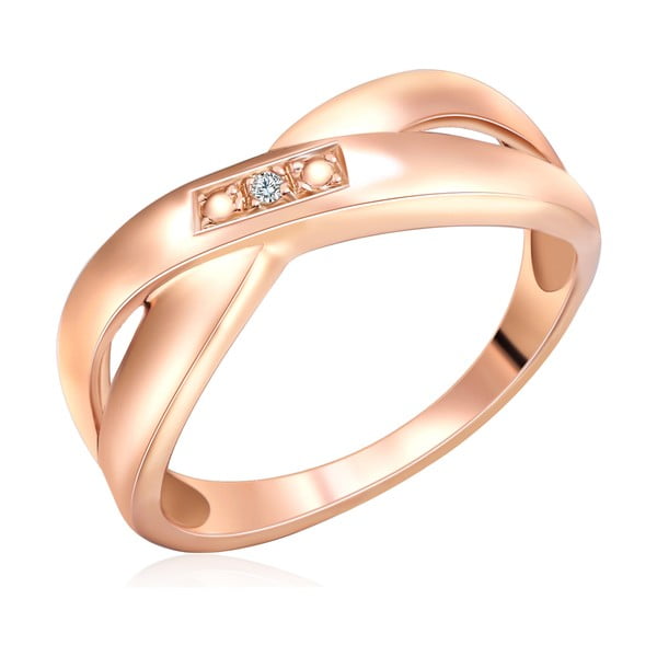 Pax ezüst gyűrű rozéarany színben, valódi gyémánttal, méret 56 - Tess Diamonds