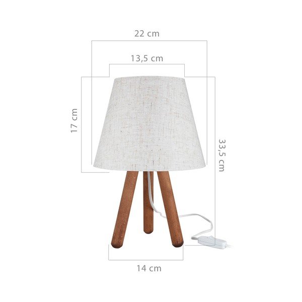 Fehér-natúr színű asztali lámpa textil búrával (magasság 33,5 cm) – Squid Lighting-image-2