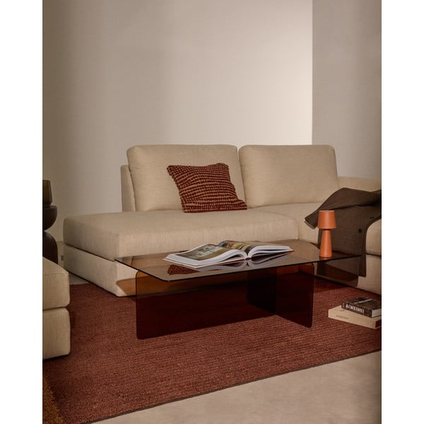 Barna üveg dohányzóasztal 60x120 cm Zaren – Kave Home-image-1