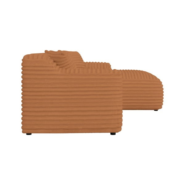Terrakotta színű kordbársony sarokkanapé (jobb oldali-heverő résszel) Martin – Ropez-image-3