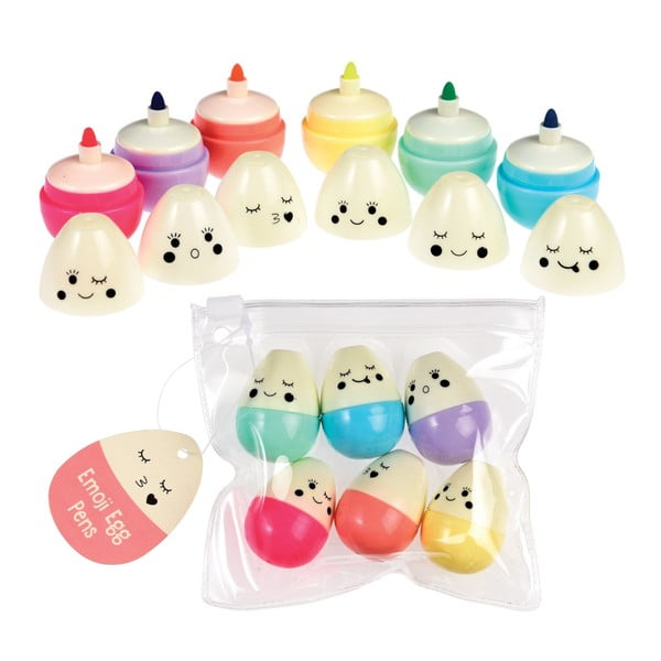 Emoji Egg 6 db tojás alakú filctoll - Rex London-image-2