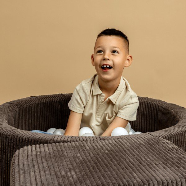 Rózsaszín kordbársony labdamedence ø 90x30 cm Montessori – Meowbaby-image-4