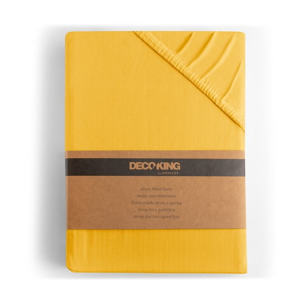 Sárga gumis jersey lepedő 220x200 cm Amber – Restilo-image-4