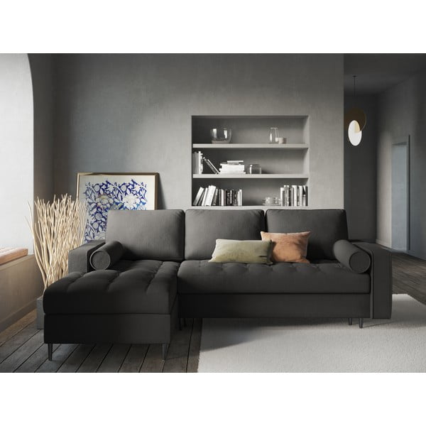 Santo sötétszürke kinyitható sarokkanapé, bal oldali - Milo Casa-image-1