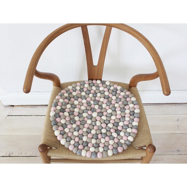 Ball Chair Pad világosrózsaszín-szürke golyós, gyapjú székpárna, ⌀ 39 cm - Wooldot-image-2