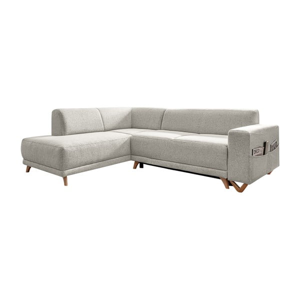 Bézs kinyitható-tárolóhelyes sarokkanapé (bal oldali-L alakú) Classy Sophie – Miuform