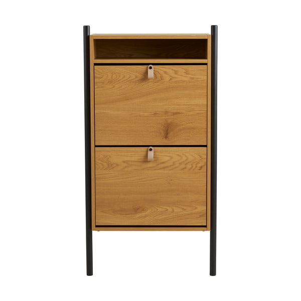 Natúr színű billenő ajtós cipőtartó tölgyfa dekorral 62x118x26 cm Barco – House Nordic