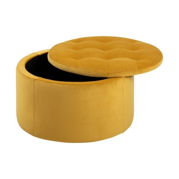 Retina sárga bársony puff, ⌀ 60 cm - Actona-image-4