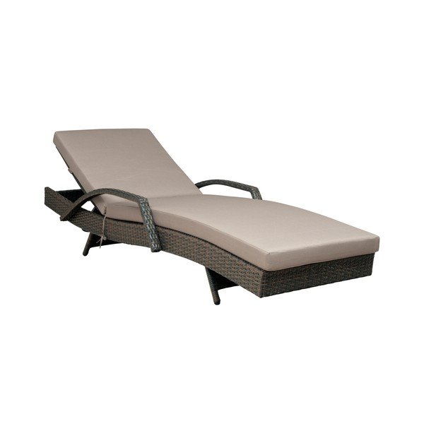 Barna-bézs műrattan kerti napozóágy Redondo – Unique Furniture