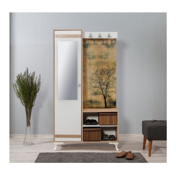 Inci Tree barna-fehér tükrös előszoba szekrény, magasság 196 cm-image-4