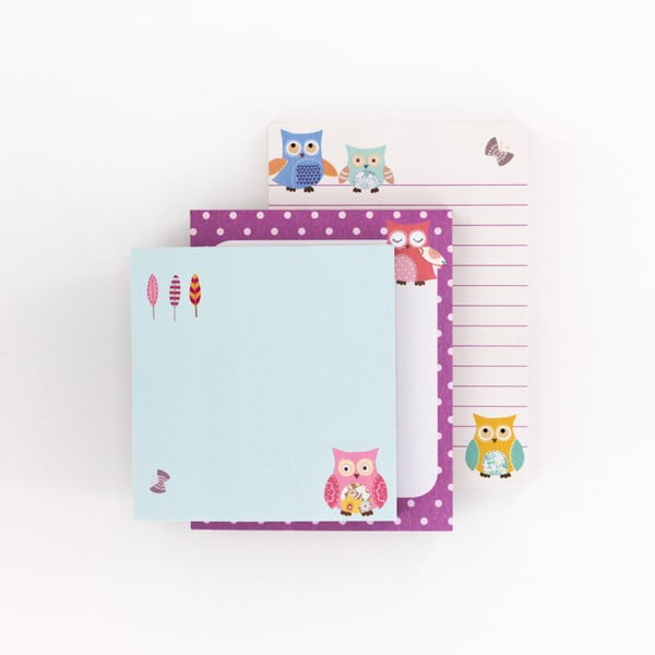 Owls 3 darabos jegyzettömbkészlet - GO Stationery