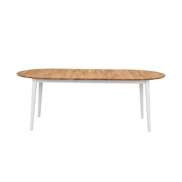 Mimi ovális tölgyfa bővíthető étkezőasztal fehér lábakkal, 170 x 105 cm - Rowico-image-3
