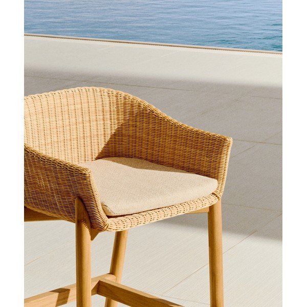 Natúr színű párnázott-rattan kerti bárszék Galea – Kave Home-image-3