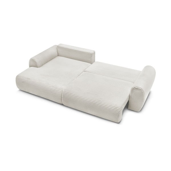 Krémszínű kordbársony kinyitható sarokkanapé (bal oldali) Lucien – Bobochic Paris-image-4