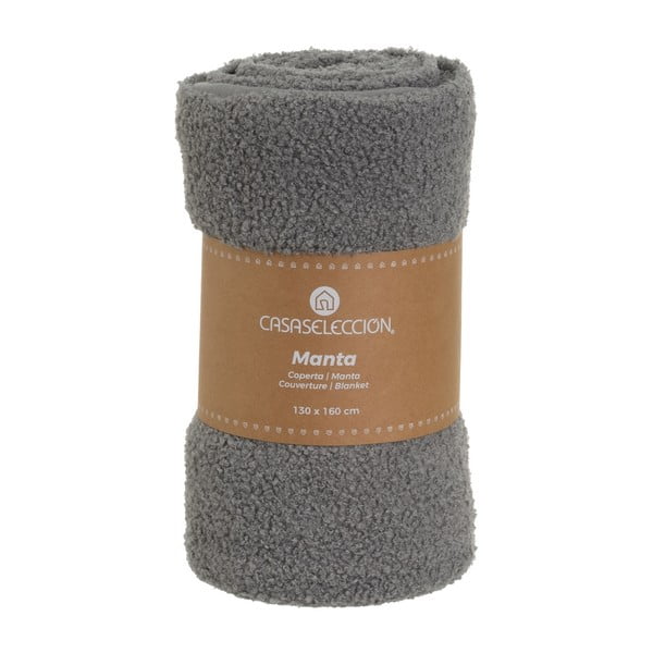 Szürke sherpa takaró 130x160 cm Sherpa Bouclé – Casa Selección-image-4