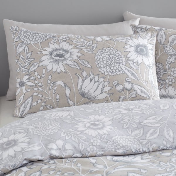 Szürke ágyneműhuzat 200x135 cm Tapestry Floral - Catherine Lansfield-image-3