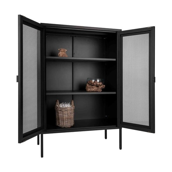 Fekete fém tálalószekrény 80x120 cm Melbourne – House Nordic-image-3