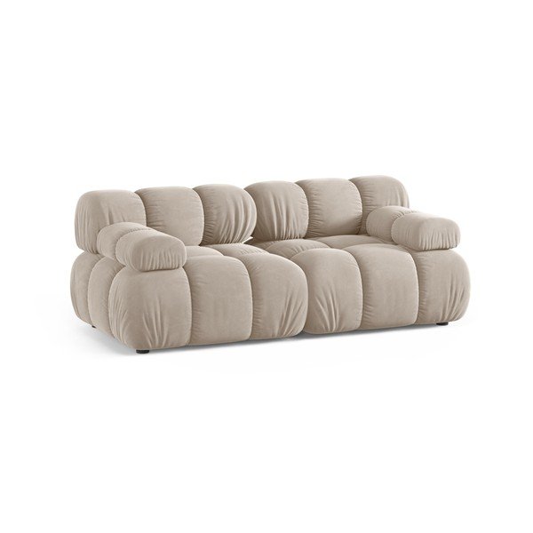 Krémszínű bársony moduláris kanapé 188 cm – Micadoni -image-1
