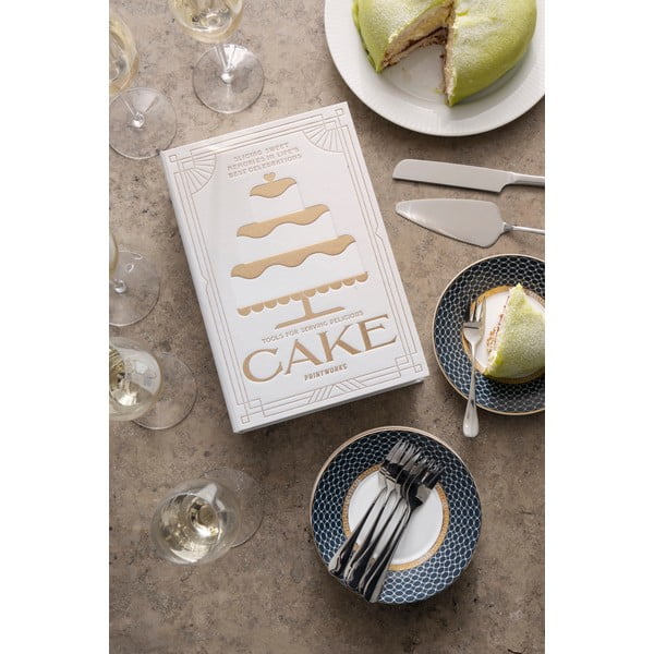 Fehér-ezüstszínű rozsdamentes acél desszertes villa szett The Essentials Cake Tools – Printworks-image-1