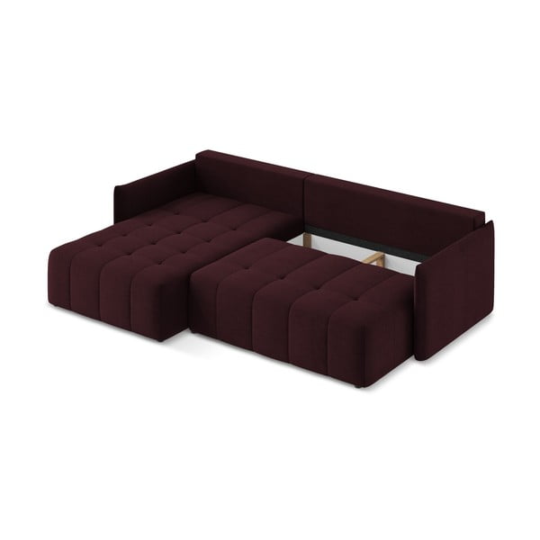 Borvörös kinyitható-tárolóhelyes sarokkanapé (bal oldali-heverő résszel) Moku – Makamii-image-4