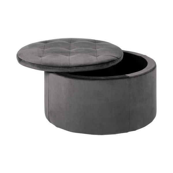 Retina szürke bársony puff, ⌀ 60 cm - Actona-image-2