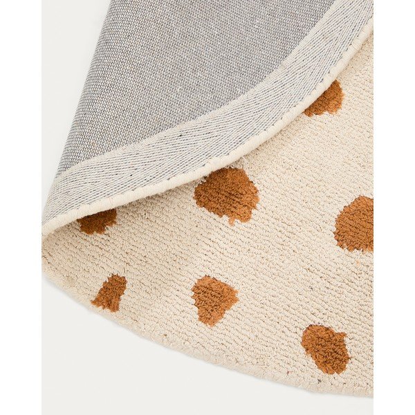 Krémszínű mosható-kézi szövésű pamut gyerek szőnyeg ø100 cm Tandani – Kave Home-image-3