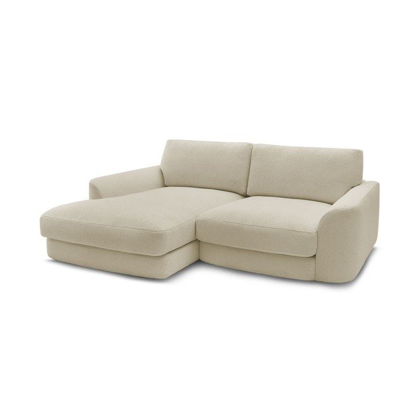 Bézs buklé sarokkanapé (bal oldali-heverő résszel) Leonore – Bobochic Paris