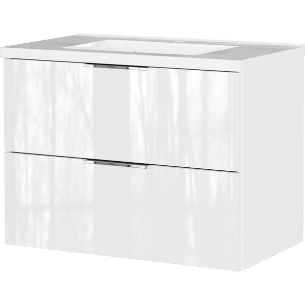 Fehér fényes fali mosdó alatti szekrény 81x61 cm Celano – Germania