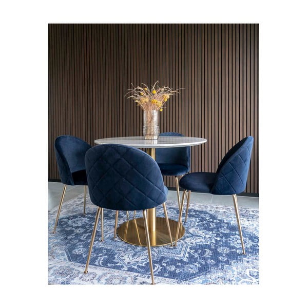 Kerek étkezőasztal márvány dekoros asztallappal ø 90 cm Bolzano – House Nordic-image-2