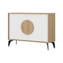 Fehér-natúr színű alacsony komód tölgyfa dekorral 110x82 cm Vae – Marckeric