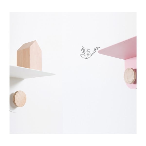 Hook fehér fali polc 2 akasztóval, hosszúság 50 cm - Gazzda-image-3