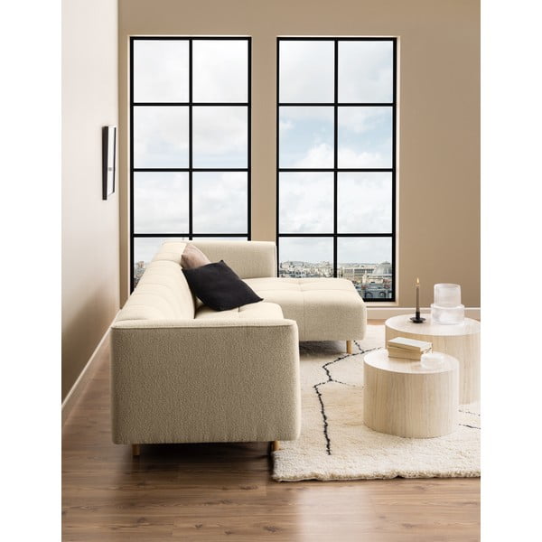 Bézs kerek dohányzóasztal szett kő dekorral, 2 db-os ø 58 cm Dice – Actona-image-2