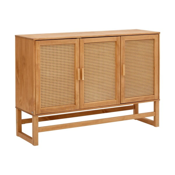 Jolene borovi fenyő komód rattan ajtókkal, szélesség 128 cm - Støraa-image-1