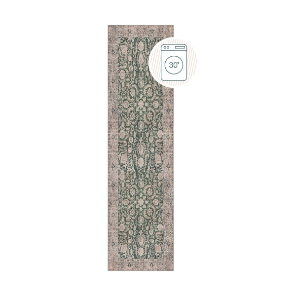 Zöld mosható futószőnyeg 60x230 cm Beau Floral – Flair Rugs