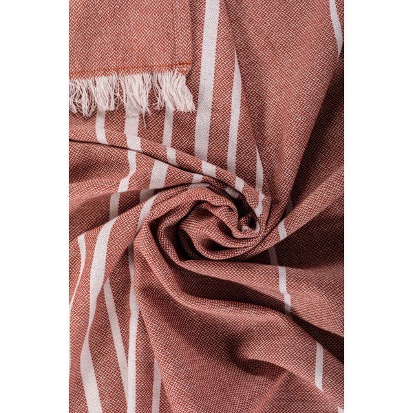 Terrakotta színű pamut takaró 150x200 cm Solene – Tiseco Home Studio-image-1