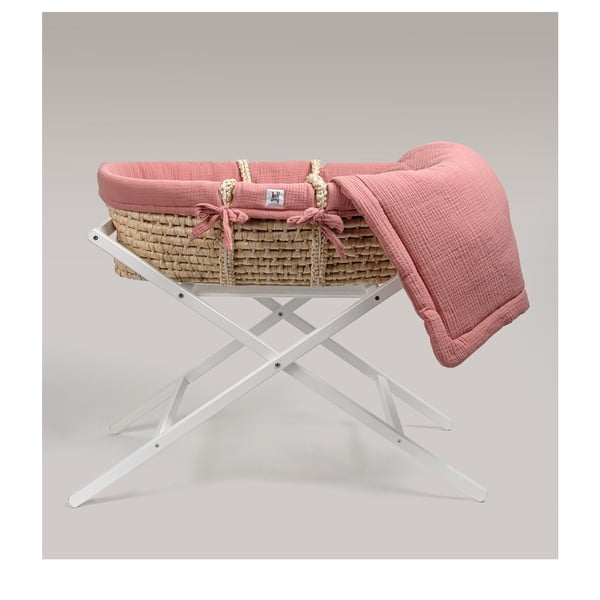 Rózsaszín mózeskosár állvánnyal Meeko - BELLAMY