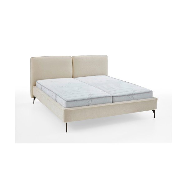 Elefántcsont színű kárpitozott franciaágy ágyrács nélkül 200x200 cm Infinity – Meise Möbel