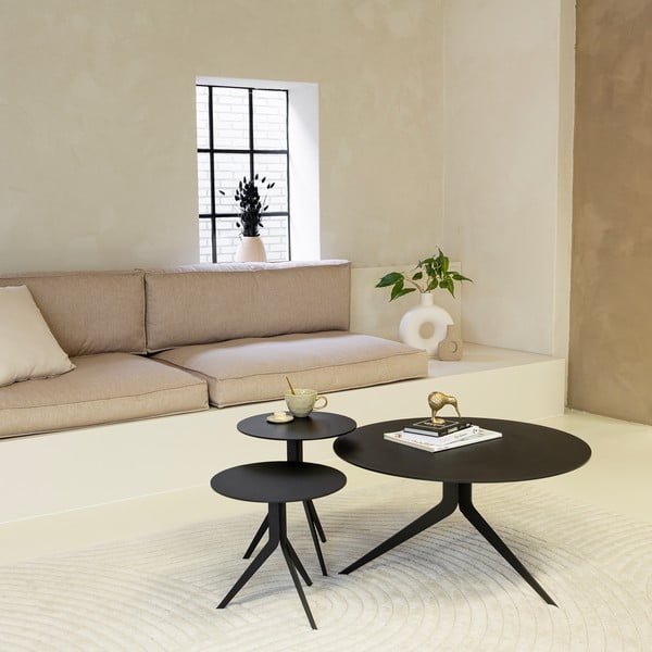 Fekete fém kerek dohányzóasztal ø 78 cm Daley – Spinder Design-image-3