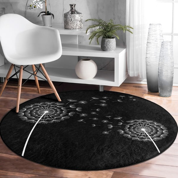 Fekete mosható-robotporszívóval tisztítható kerek szőnyeg ø 120 cm Comfort – Mila Home-image-4