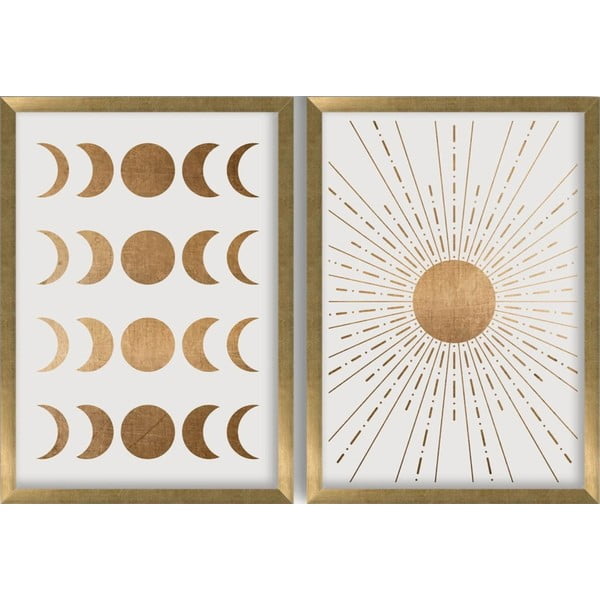 Keretezett poszter 38x53 cm Moon & Sun – Wallity