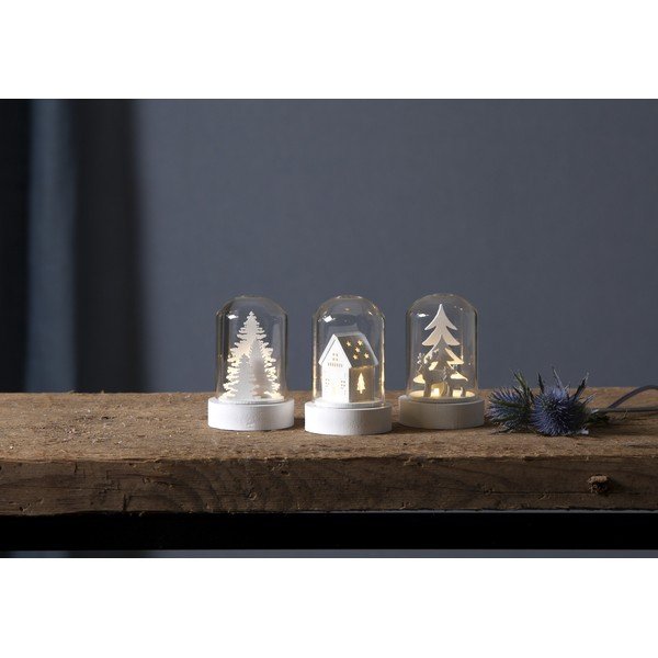 Fehér fénydekoráció készlet karácsonyi mintával 3 db-os ø 5,5 cm Kupol – Star Trading-image-1