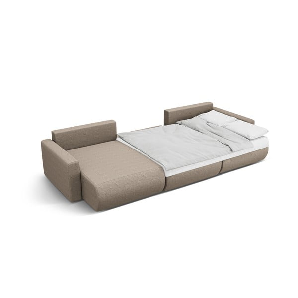 Világosbarna kinyitható tárolóhelyes  sarokkanapé (U alakú) Belfast – Cosmopolitan Design-image-3